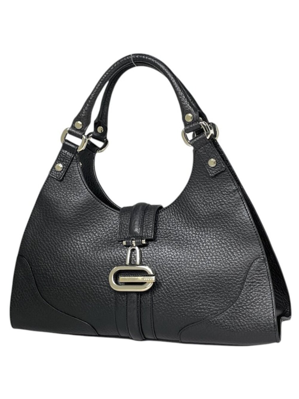 Gucci Shoulder Bag G Logo Leather Black